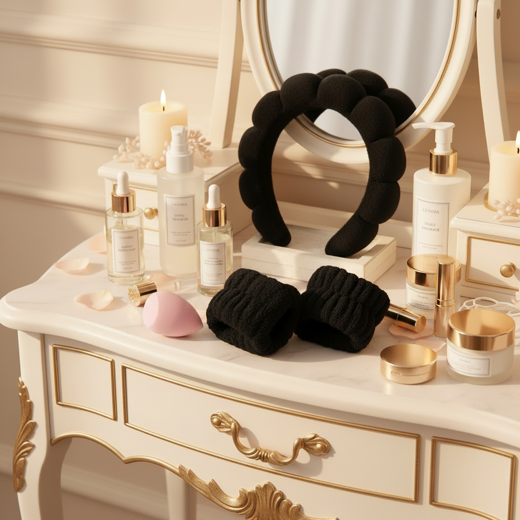 Kit spa con maquillaje en tocador