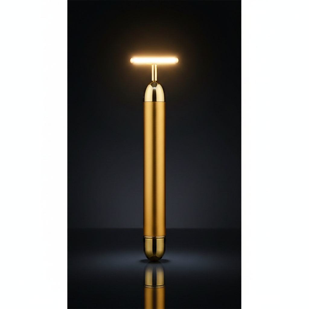 Masajeador dorado encendido